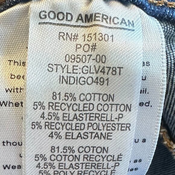 Good American Power Stretch Pull-On Skinny Jeans Dark Wash Size 3 Large Women's - Picture 9 of 9